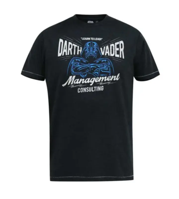 Sortmeleret T-shirt med "Darth Vader" print - D555