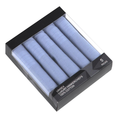 Ensfarvede lyseblå lommetørklæder (5 stk. pk.)